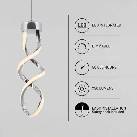 Artika Swirl 13-Watt Light Chrome Integrated LED Mini Pendant Light Fixture - Picture 5 of 16